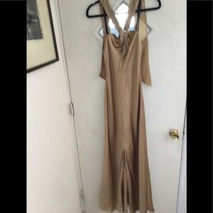 Fully lined  silk gown with split front